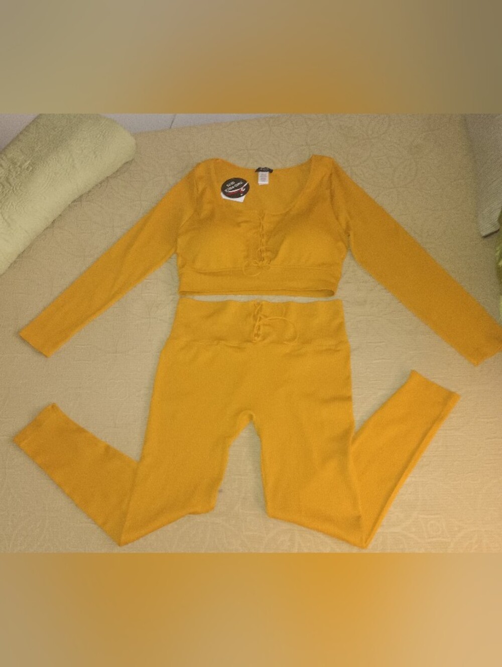 New Julia Love Two-Piece Ribbed Lounge Set in Mustard SZL/XL
